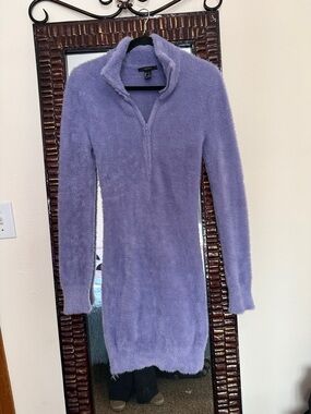 Forever 21 Lavender Fuzzy Quarter Zip Sweater Dress